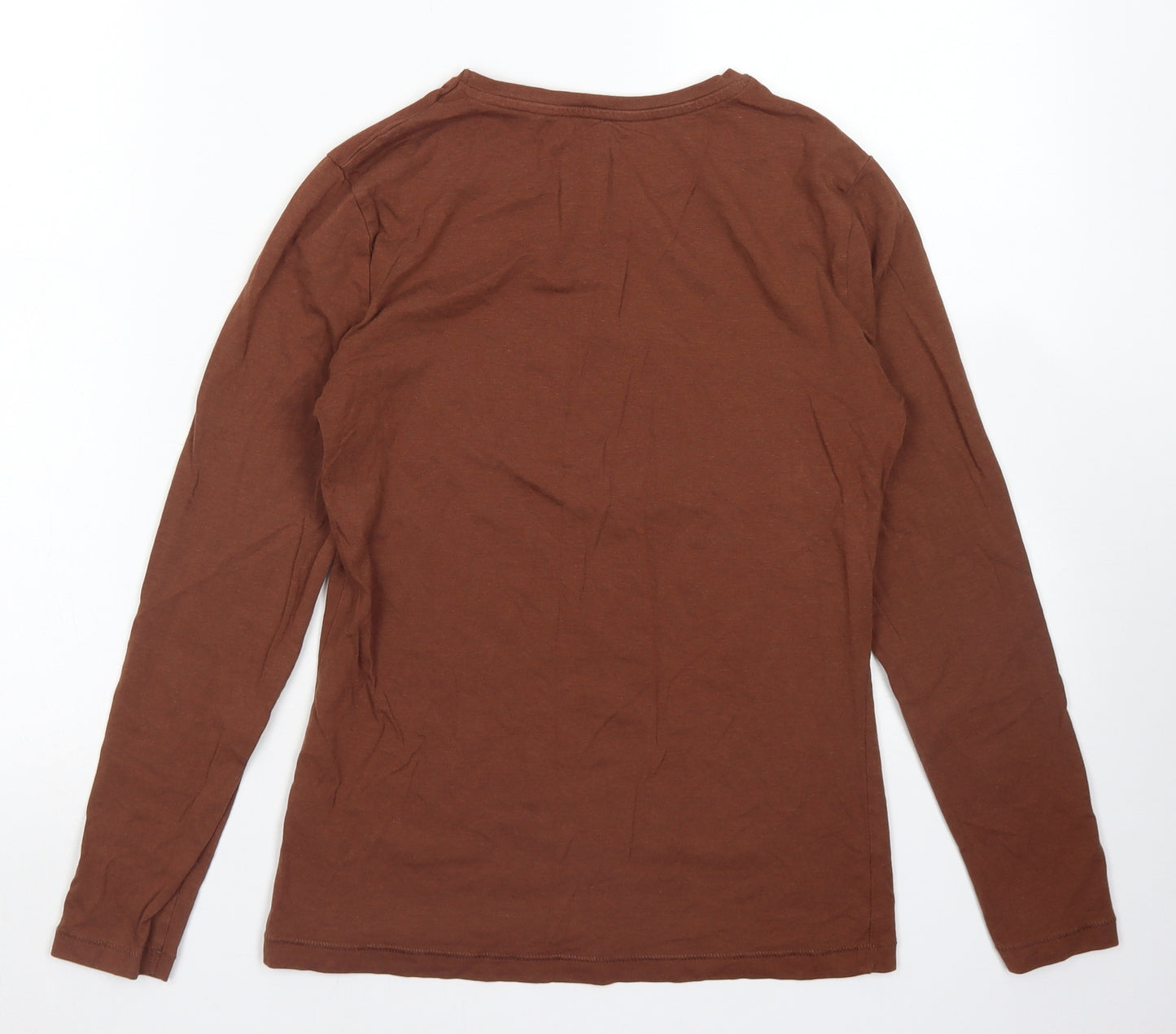 TU Womens Brown  Cotton Basic T-Shirt Size 12 Crew Neck