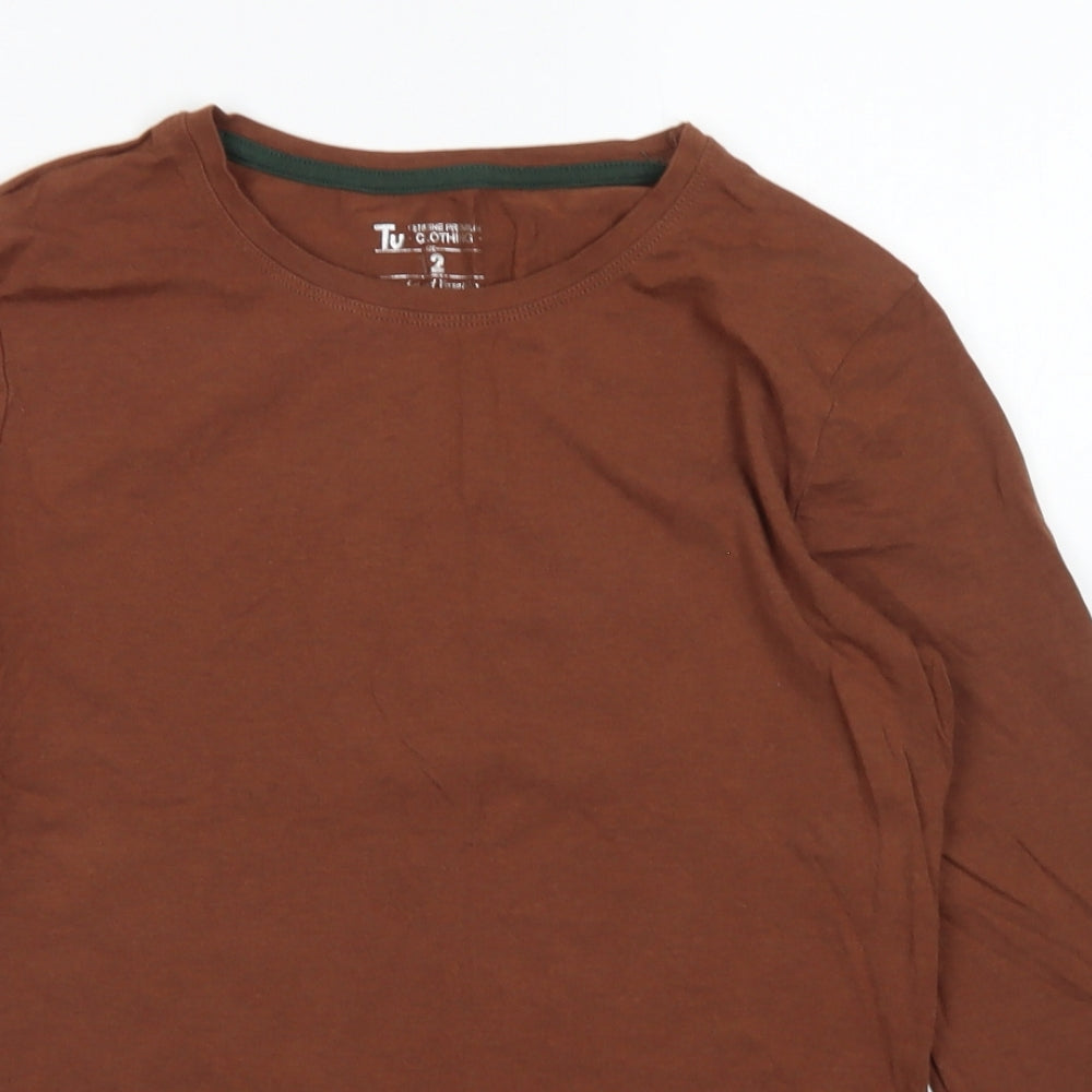 TU Womens Brown  Cotton Basic T-Shirt Size 12 Crew Neck