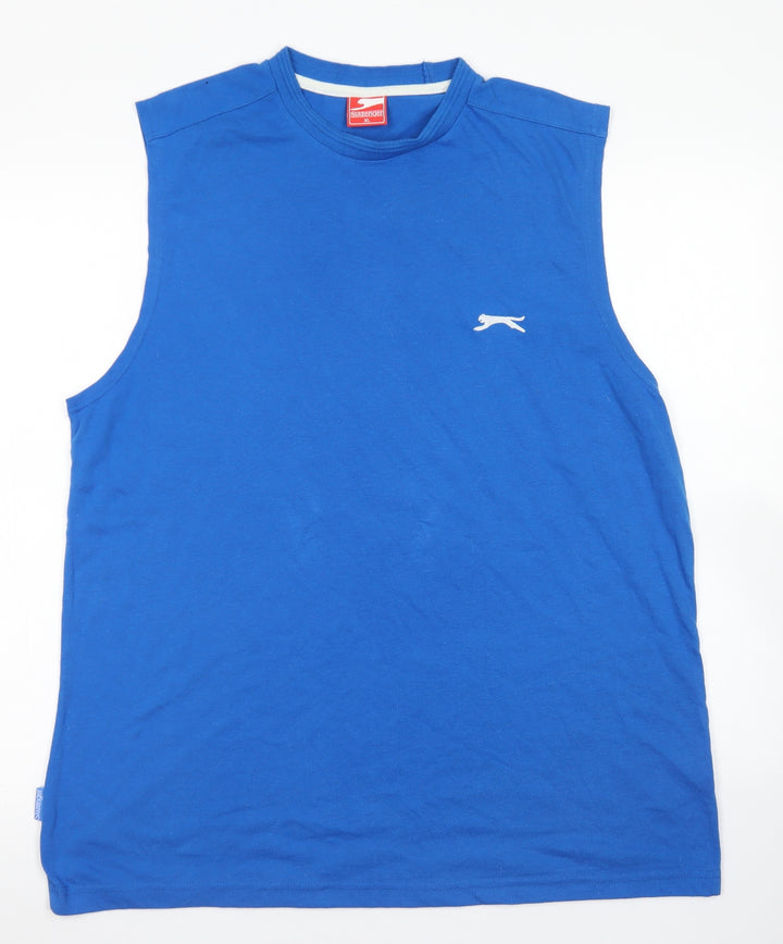 Slazenger Mens Blue Polyester Basic Tank Size XL Crew Neck