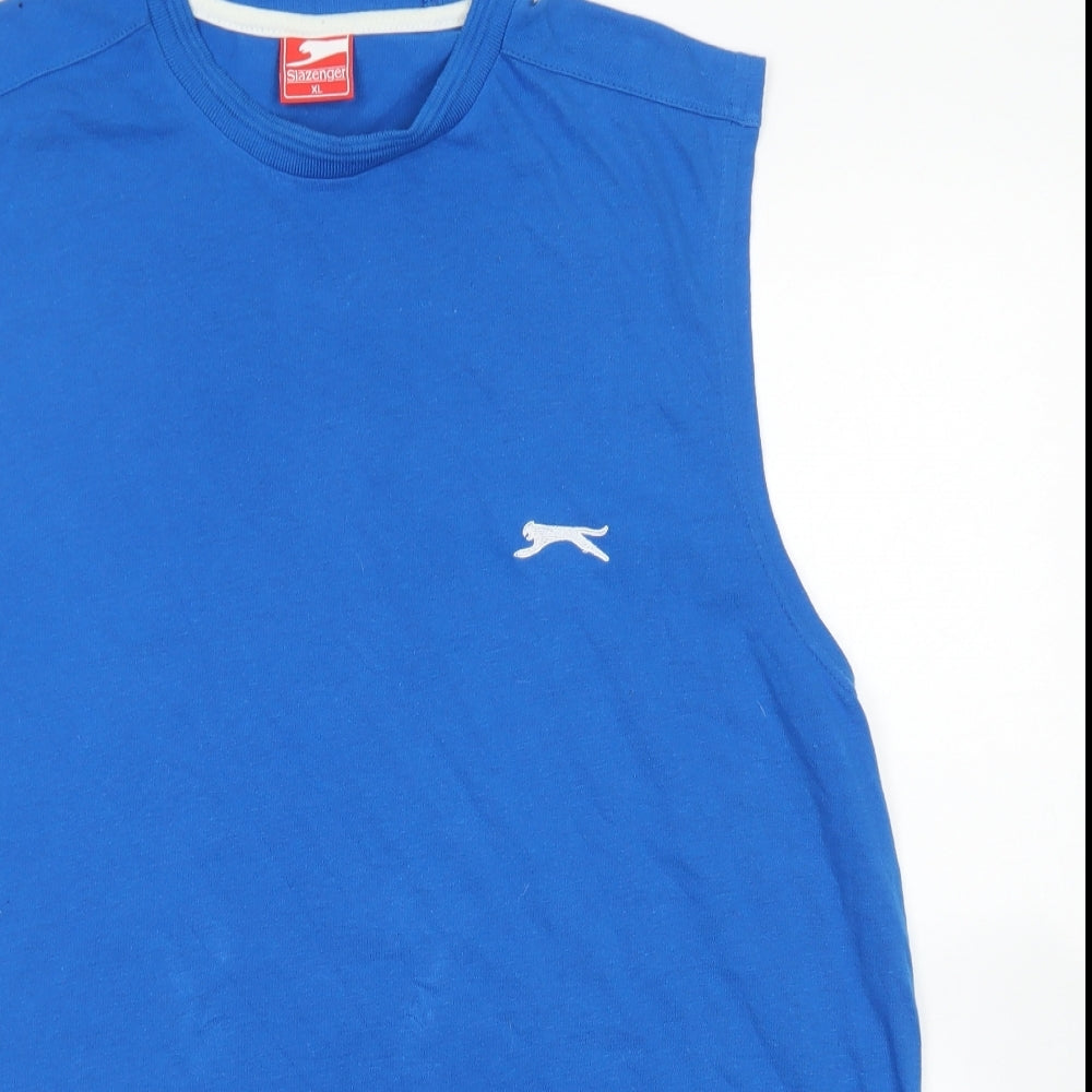 Slazenger Mens Blue  Polyester Basic Tank Size XL Crew Neck