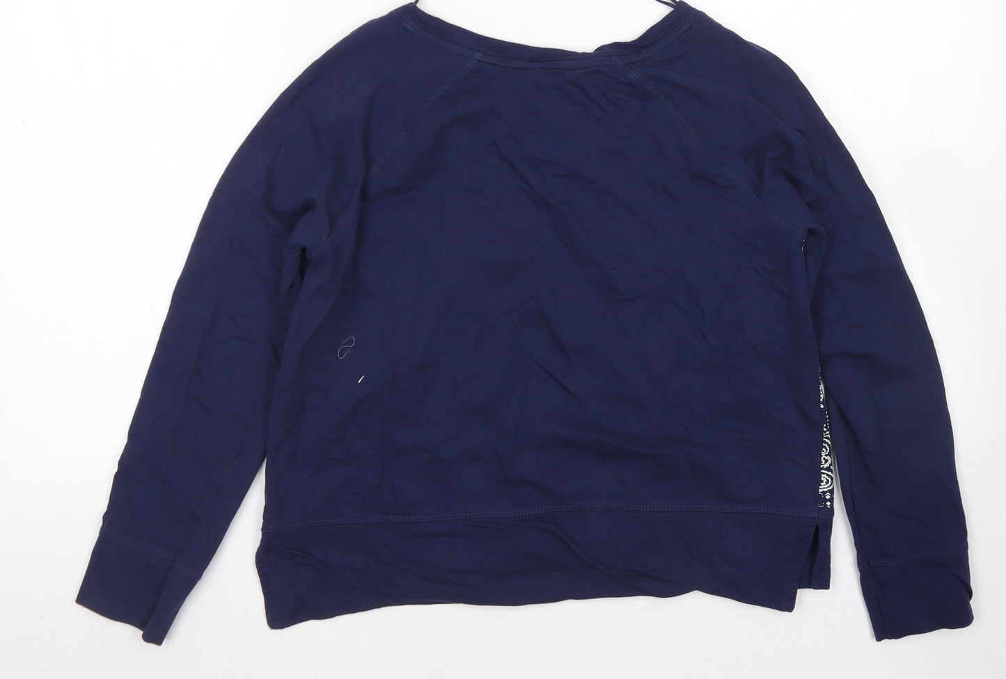 F&F Womens Blue Paisley Cotton Basic T-Shirt Size 12 Round Neck