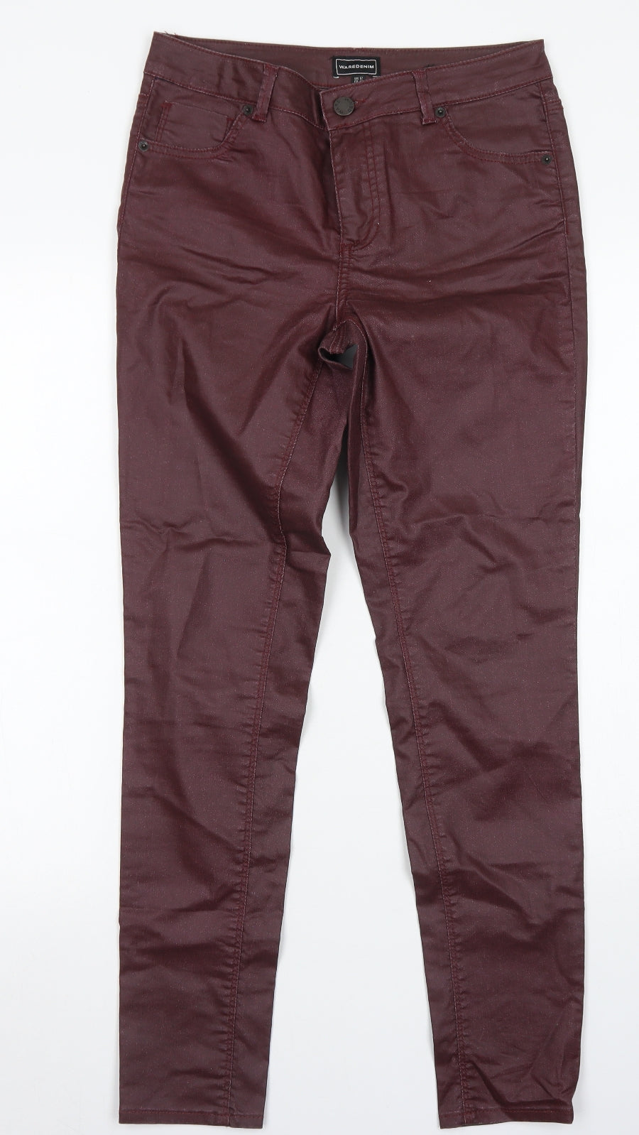 Warehouse Womens Purple  Cotton Skinny Jeans Size 12 L29 in Regular Button