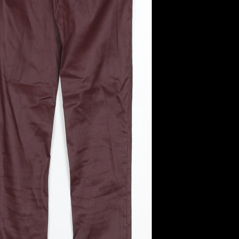 Warehouse Womens Purple  Cotton Skinny Jeans Size 12 L29 in Regular Button