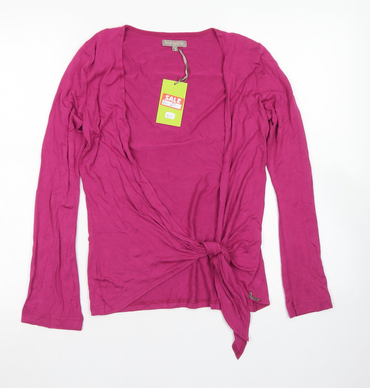 Loungerie Womens Pink Viscose Wrap T-Shirt Size S V-Neck