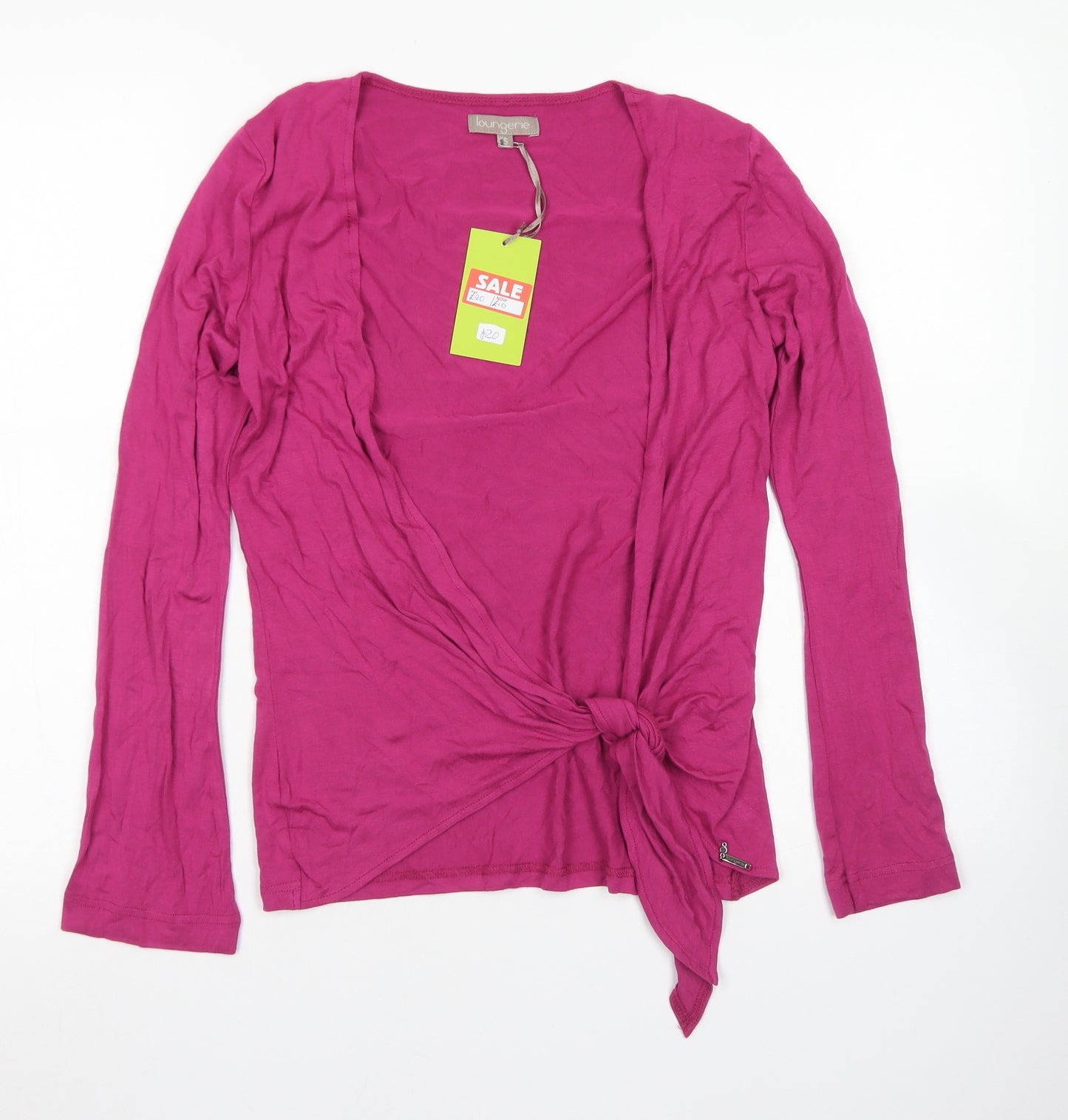 Loungerie Womens Pink  Viscose Wrap T-Shirt Size S V-Neck