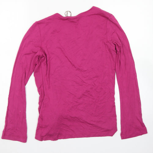 Loungerie Womens Pink  Viscose Wrap T-Shirt Size S V-Neck