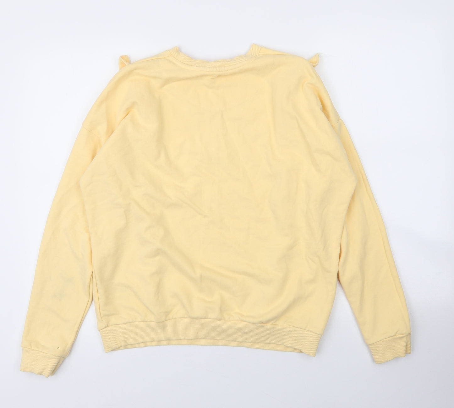 F&F Girls Yellow Round Neck Floral Cotton Pullover Jumper Size 13 Years