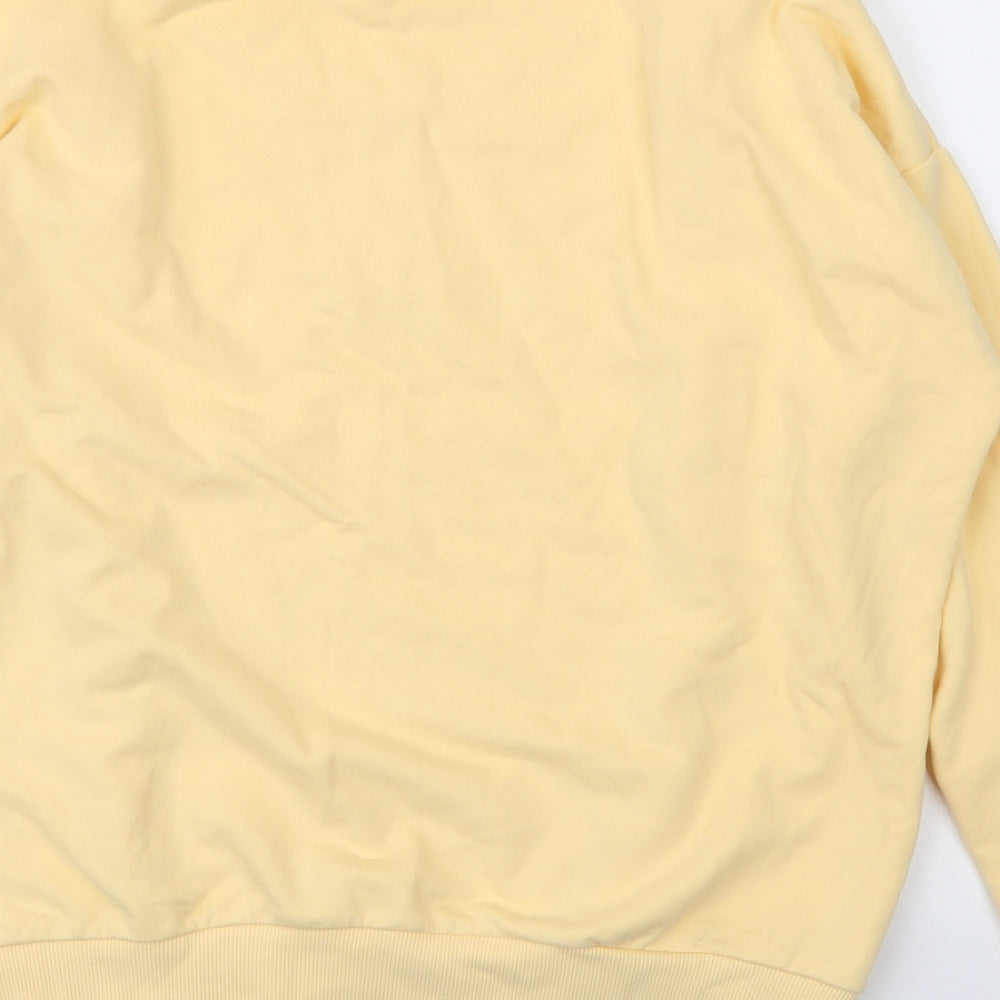 F&F Girls Yellow Round Neck Floral Cotton Pullover Jumper Size 13 Years