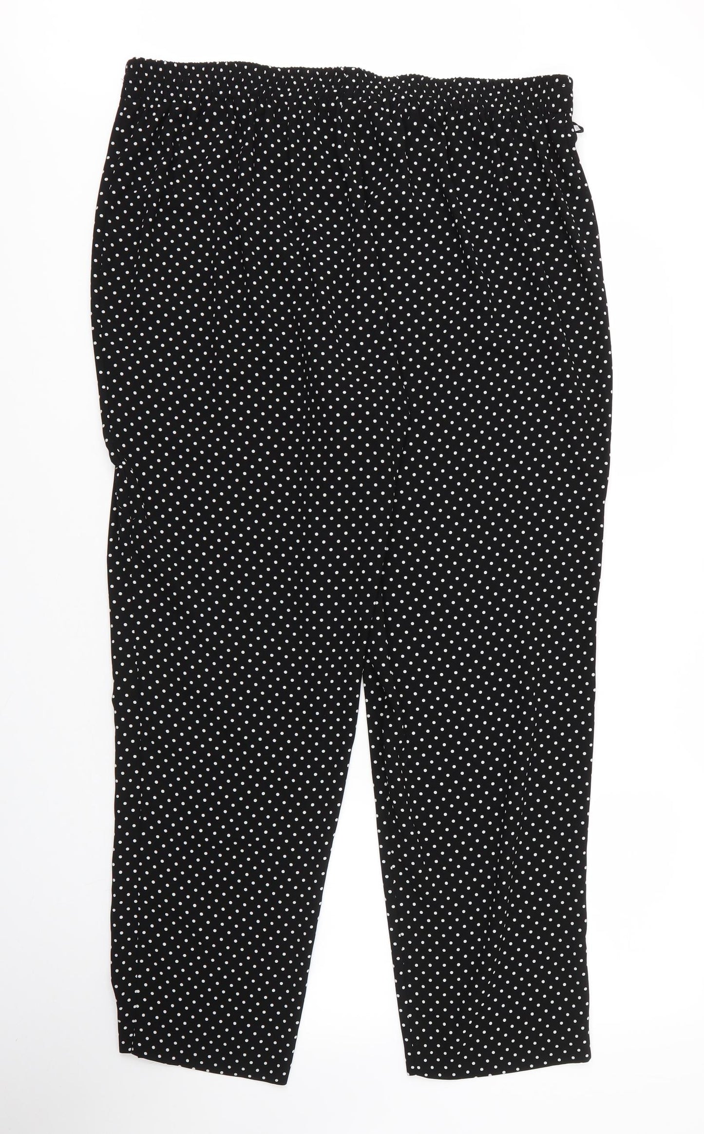 M&Co Womens Black Polka Dot Polyester Capri Trousers Size 20 L29 in Regular Drawstring