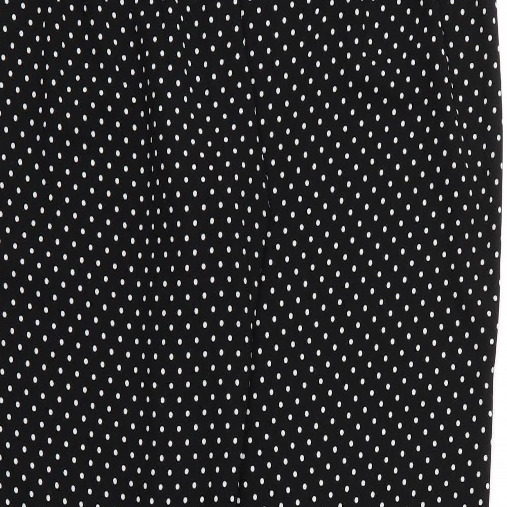 M&Co Womens Black Polka Dot Polyester Capri Trousers Size 20 L29 in Regular Drawstring