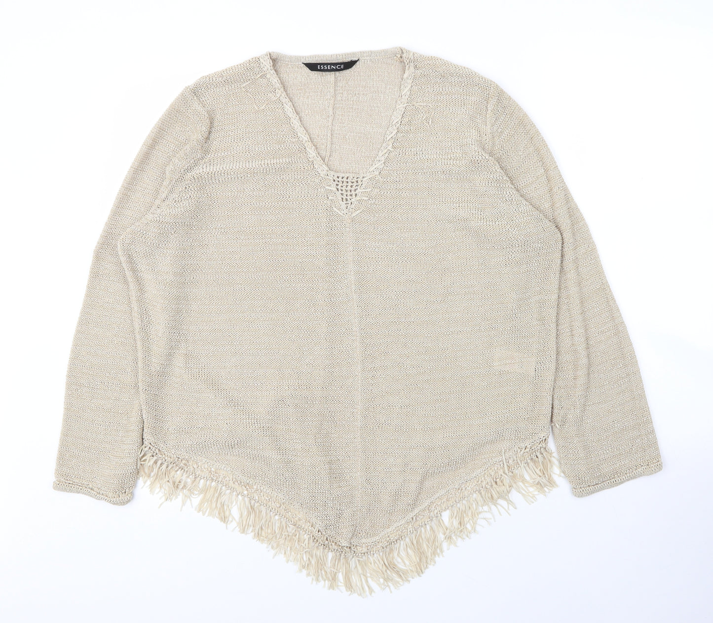 essence Womens Beige V-Neck  Viscose Pullover Jumper Size 22