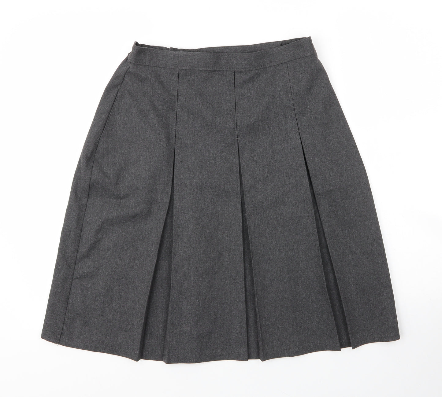 M&S Girls Grey  Viscose Pleated Skirt Size 14 Years  Regular Zip