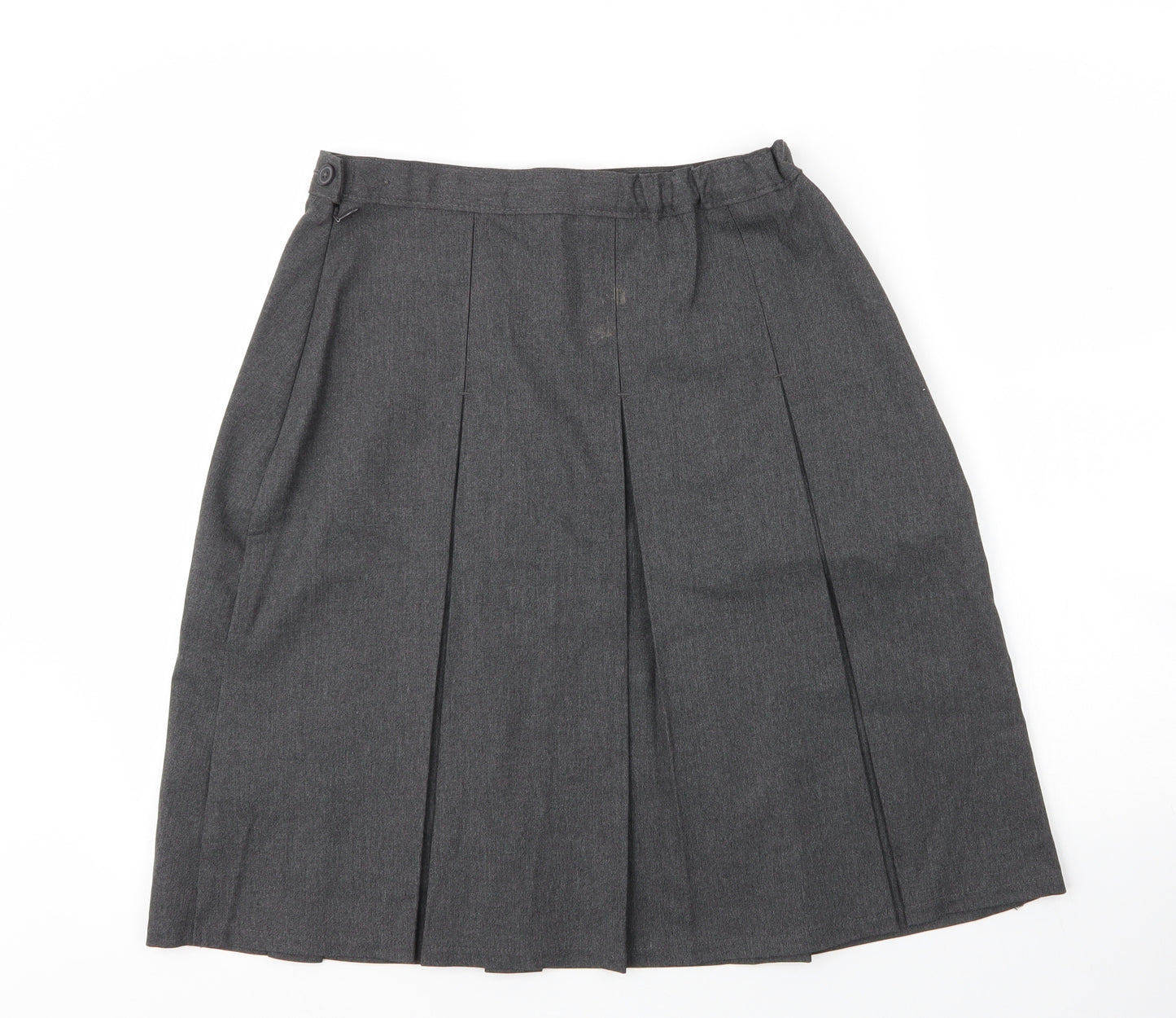 M&S Girls Grey  Viscose Pleated Skirt Size 14 Years  Regular Zip