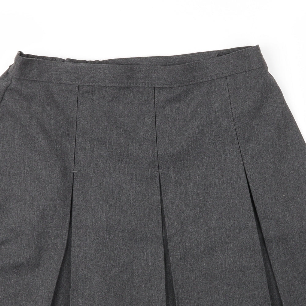 M&S Girls Grey  Viscose Pleated Skirt Size 14 Years  Regular Zip