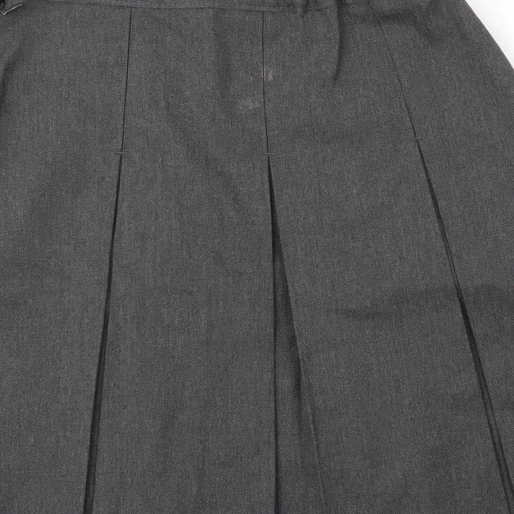M&S Girls Grey  Viscose Pleated Skirt Size 14 Years  Regular Zip