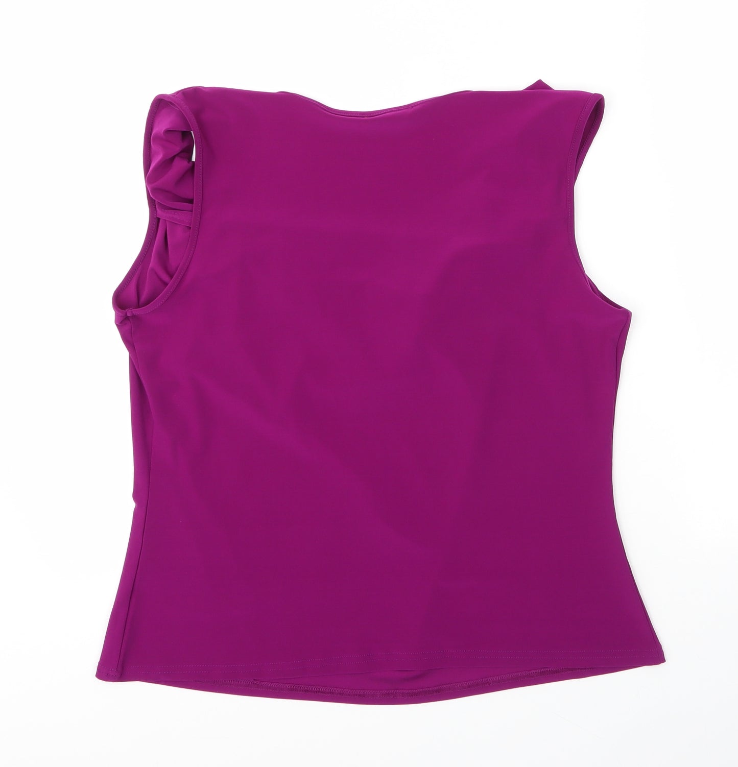 Roman Womens Purple  Polyester Basic Blouse Size 16 Cowl Neck