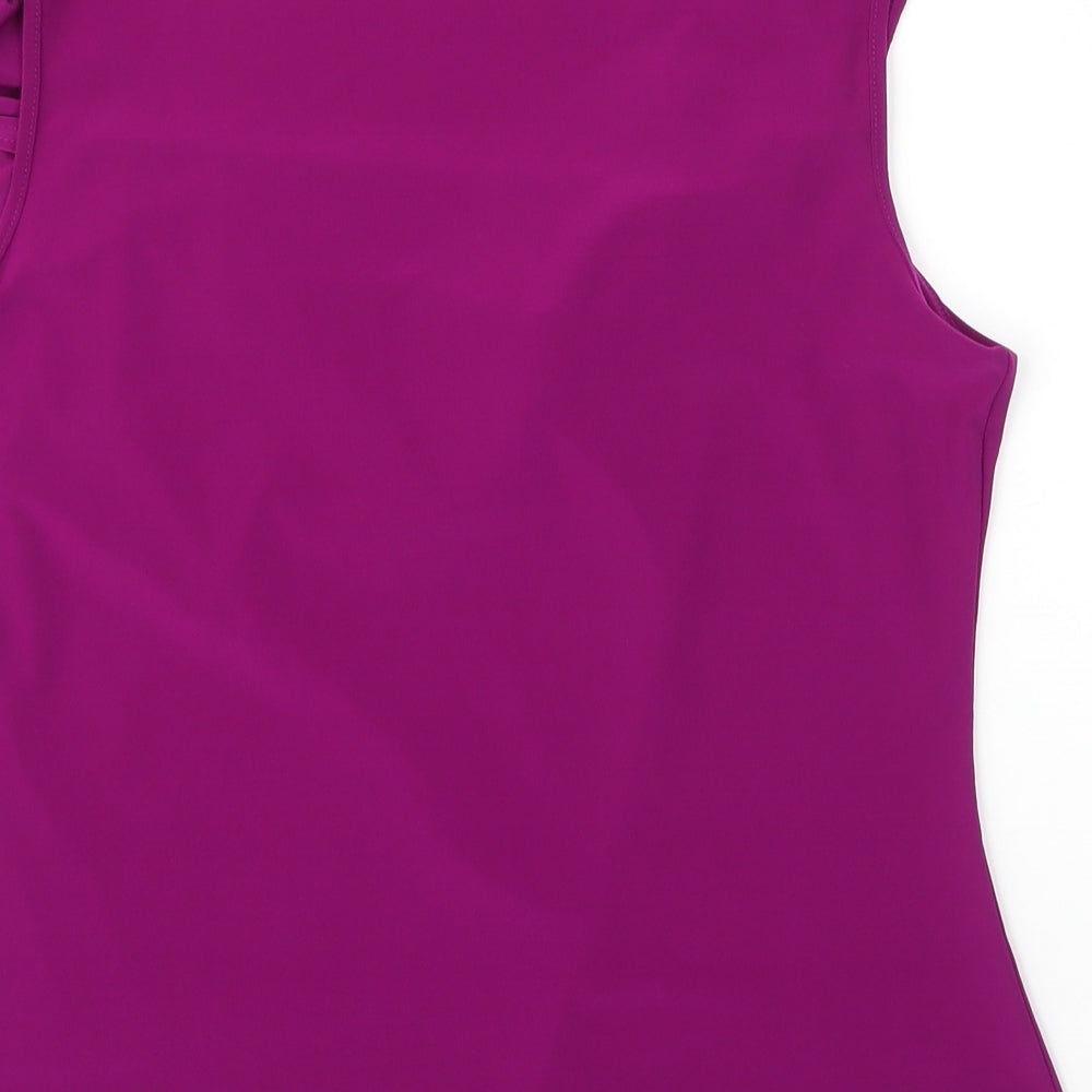 Roman Womens Purple  Polyester Basic Blouse Size 16 Cowl Neck