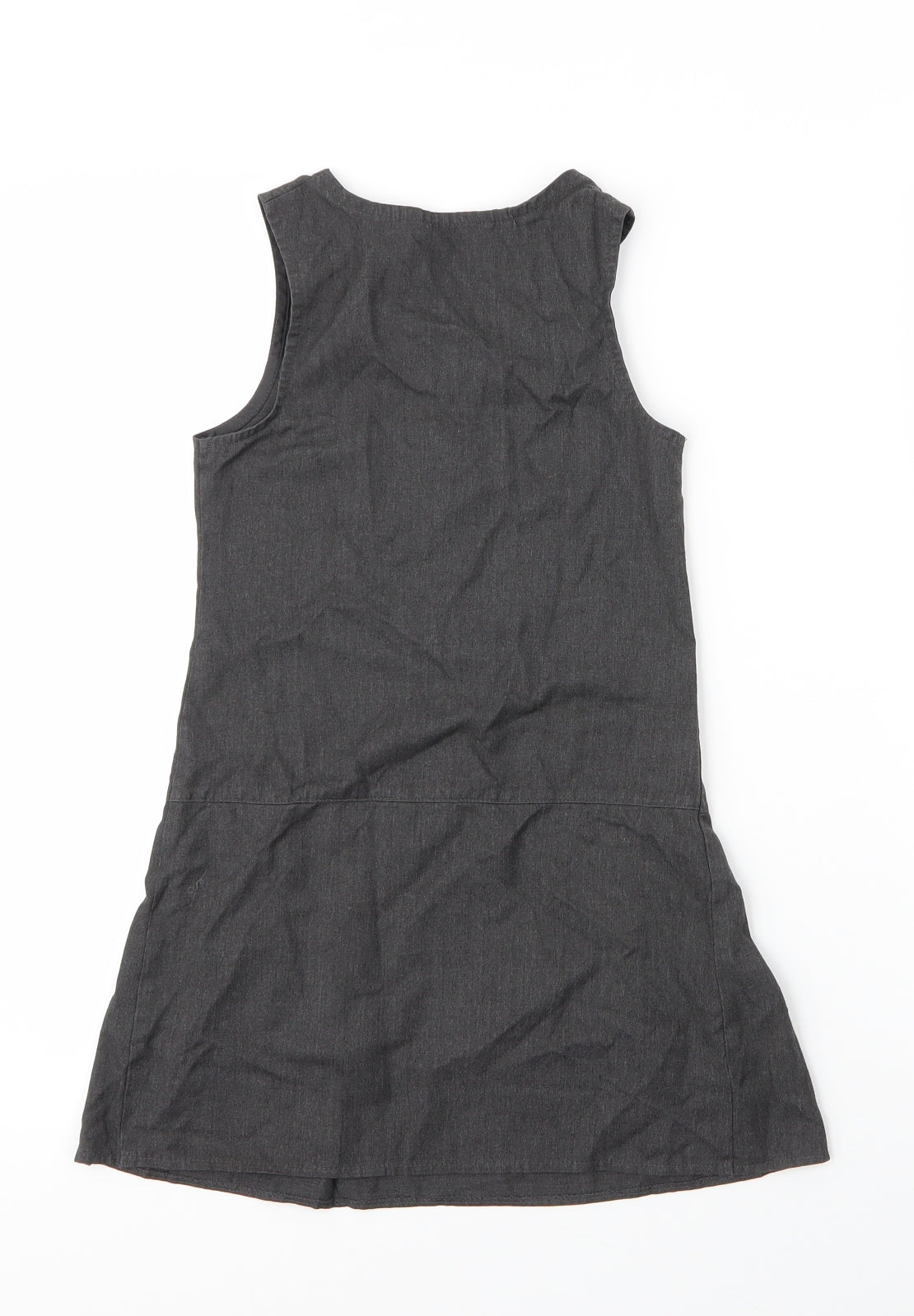 George Girls Grey  Viscose Pinafore/Dungaree Dress  Size 5 Years  Round Neck Zip