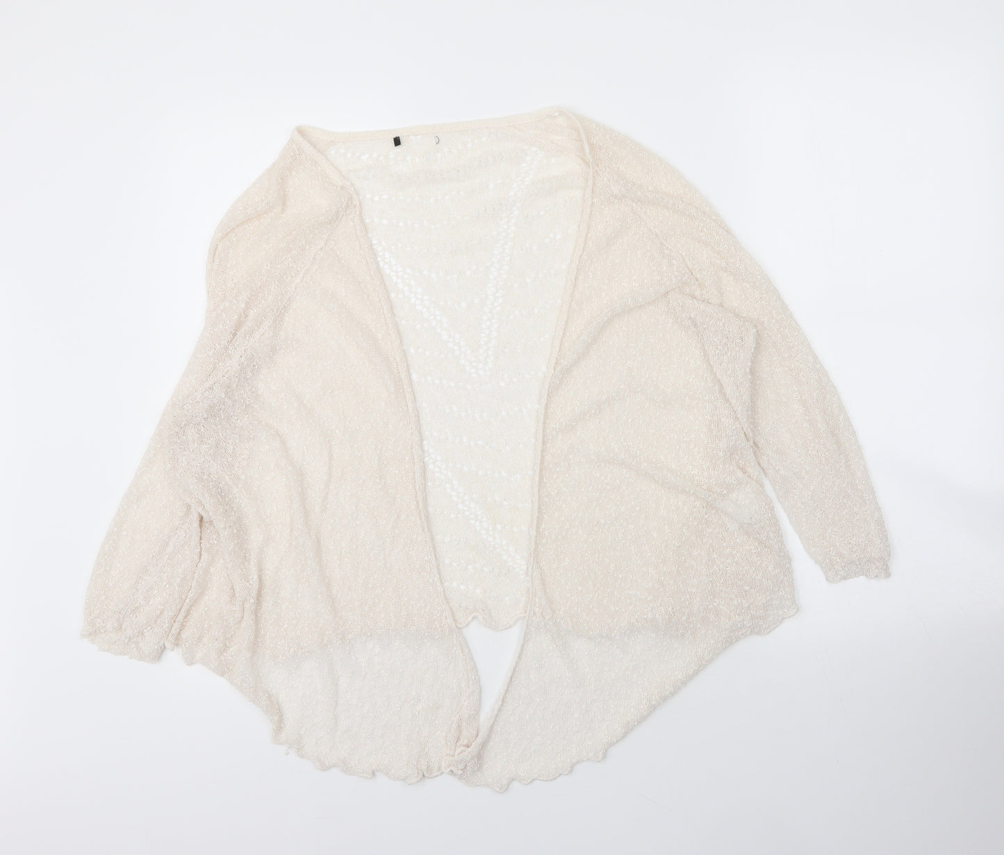 Preworn Womens Beige V-Neck  Polyester Cardigan Jumper Size L