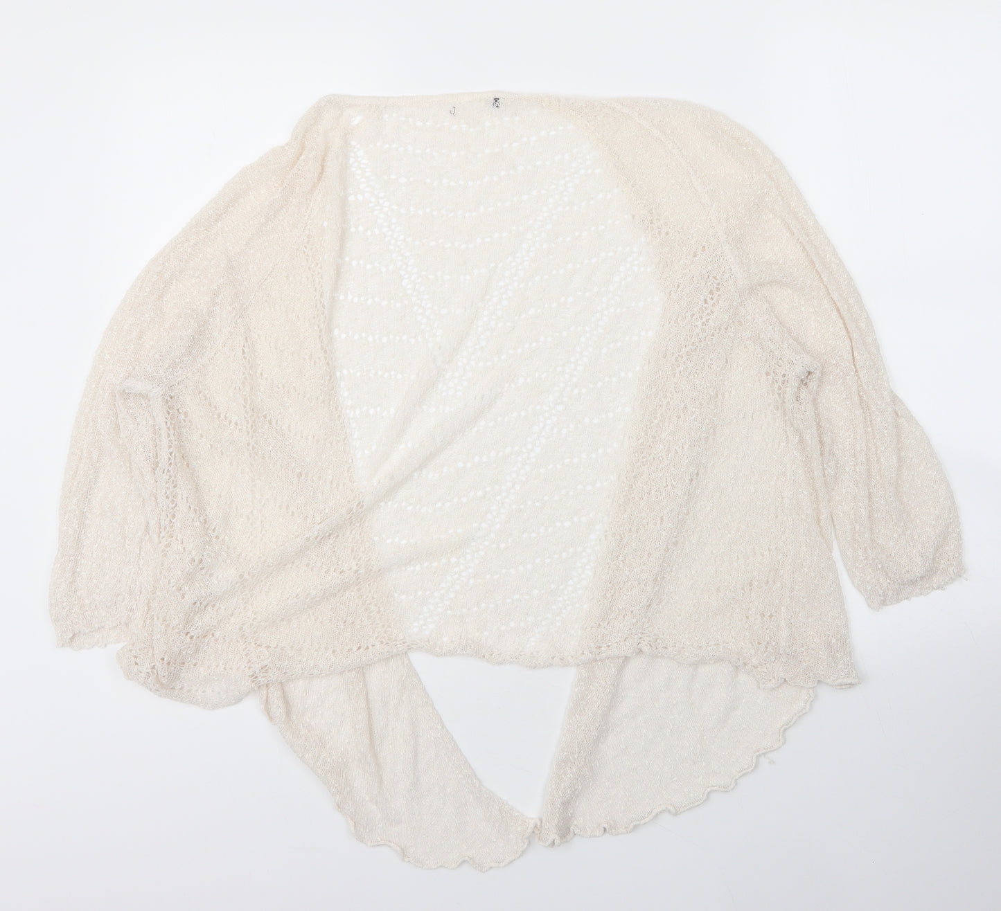 Preworn Womens Beige V-Neck  Polyester Cardigan Jumper Size L
