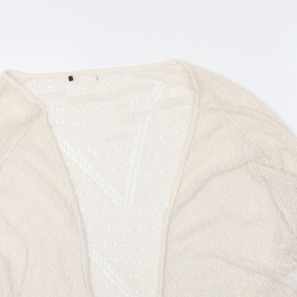 Preworn Womens Beige V-Neck  Polyester Cardigan Jumper Size L