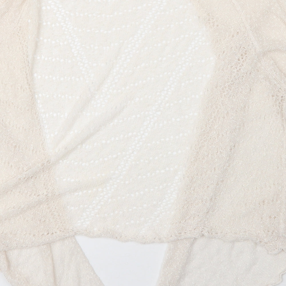 Preworn Womens Beige V-Neck  Polyester Cardigan Jumper Size L
