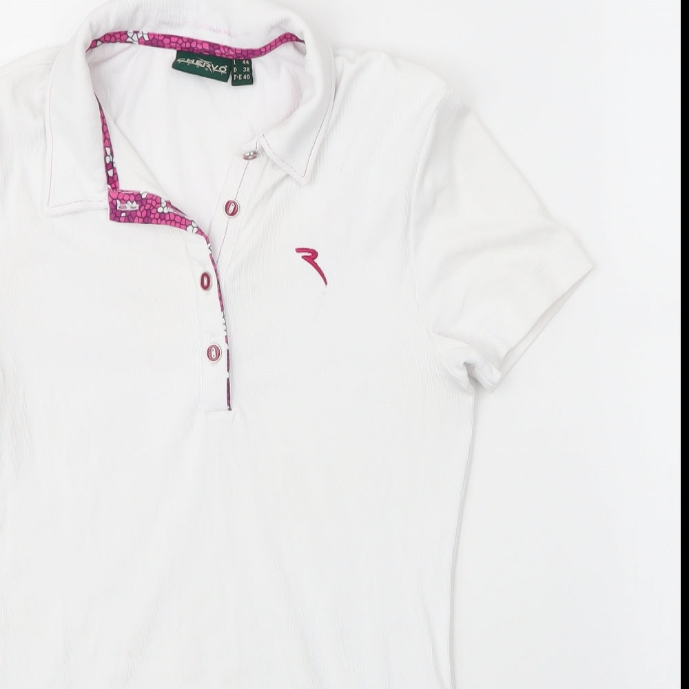 Chevro Womens White  Nylon Basic Polo Size 10 Collared