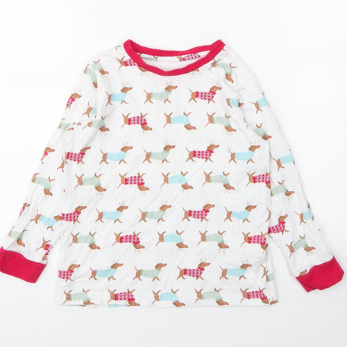Matalan Girls White Solid Cotton Top Pyjama Top Size 7 Years   - Christmas
