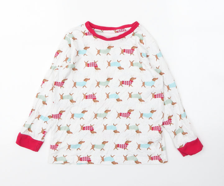 Matalan Girls White Solid Cotton Top Pyjama Top Size 7 Years - Christmas