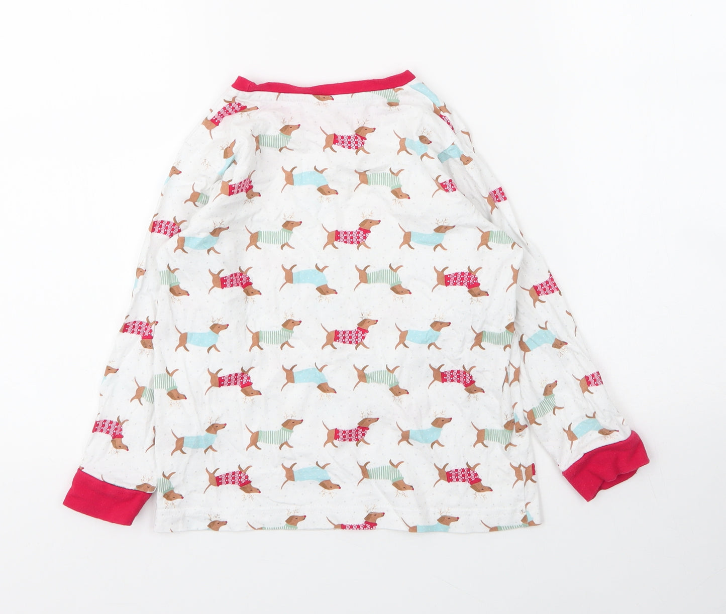 Matalan Girls White Solid Cotton Top Pyjama Top Size 7 Years   - Christmas