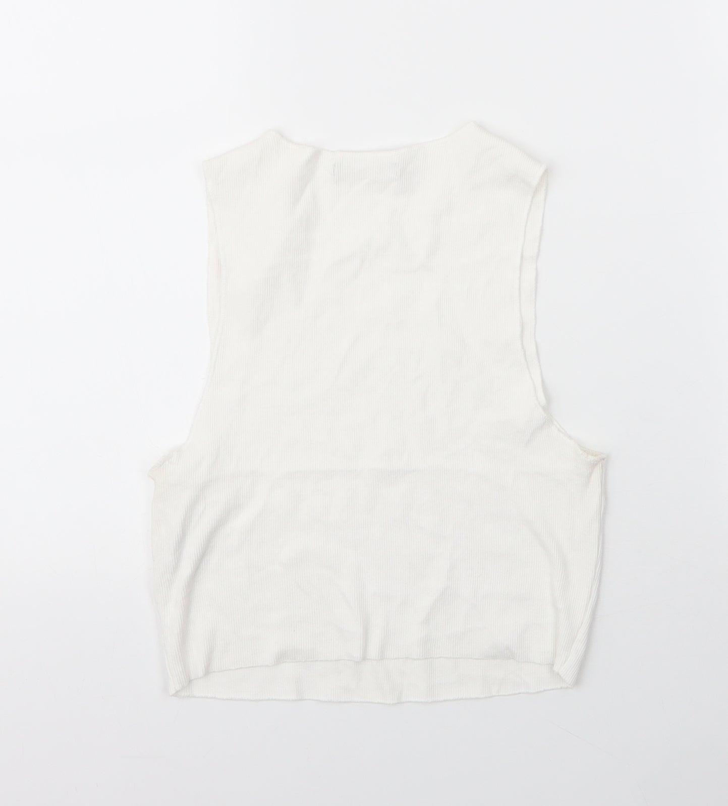 Zara Womens White  Cotton Basic Tank Size M Round Neck