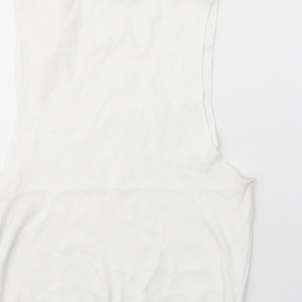 Zara Womens White  Cotton Basic Tank Size M Round Neck