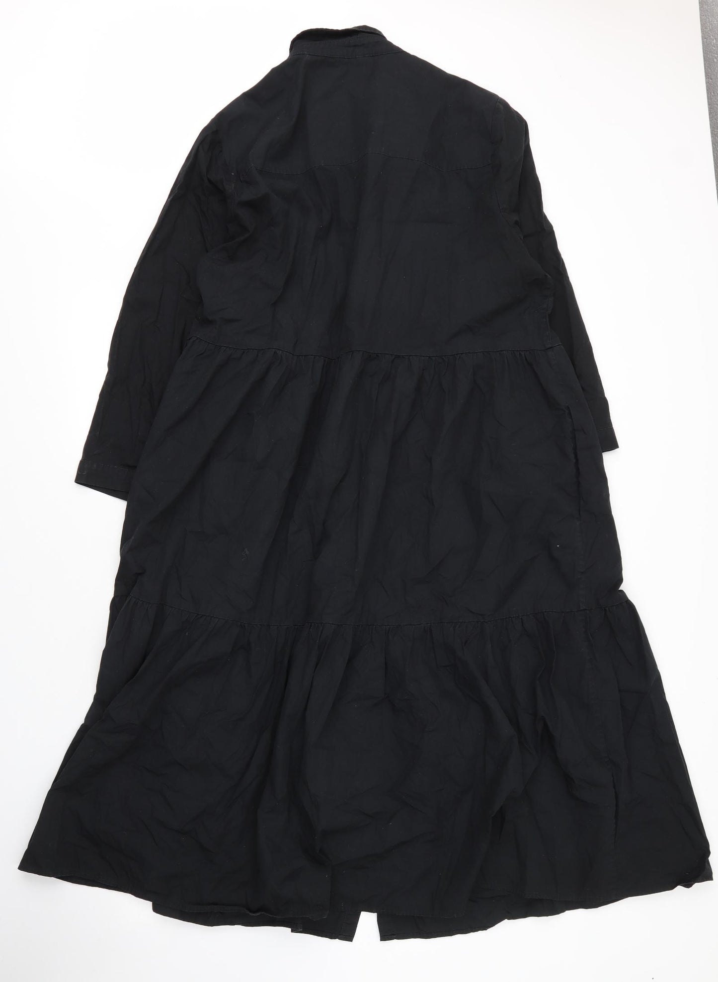 Hush Womens Black  Cotton Shirt Dress  Size 18  Collared Button