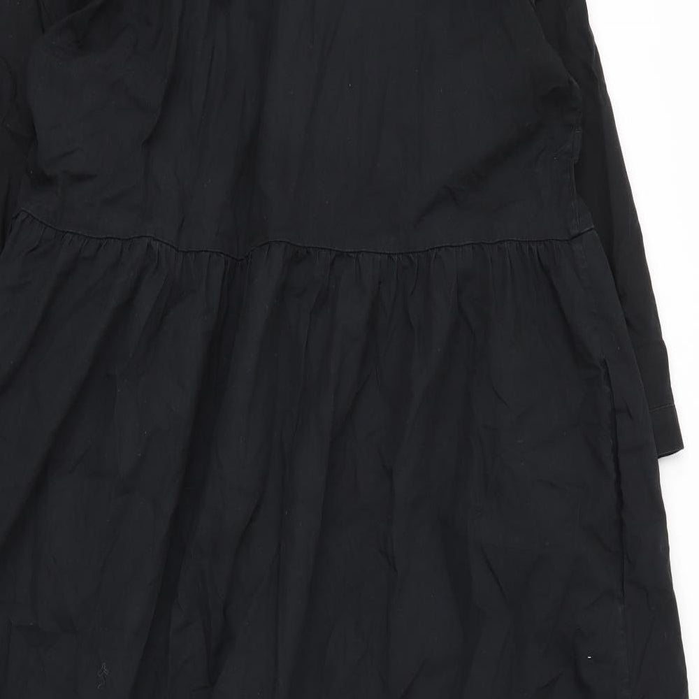 Hush Womens Black  Cotton Shirt Dress  Size 18  Collared Button