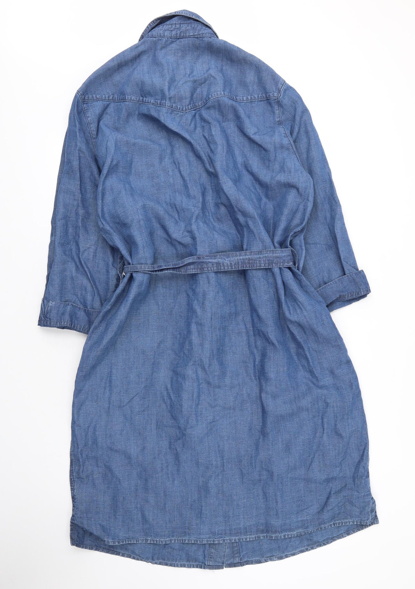 Jaeger Womens Blue  Lyocell Shirt Dress  Size 18  Collared Button