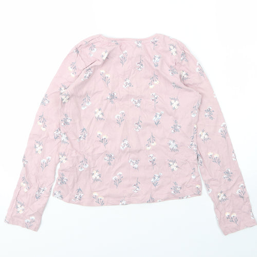 Primark Girls Pink Floral Cotton Basic T-Shirt Size 9 Years Round Neck