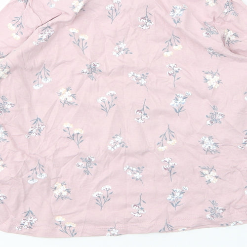 Primark Girls Pink Floral Cotton Basic T-Shirt Size 9 Years Round Neck
