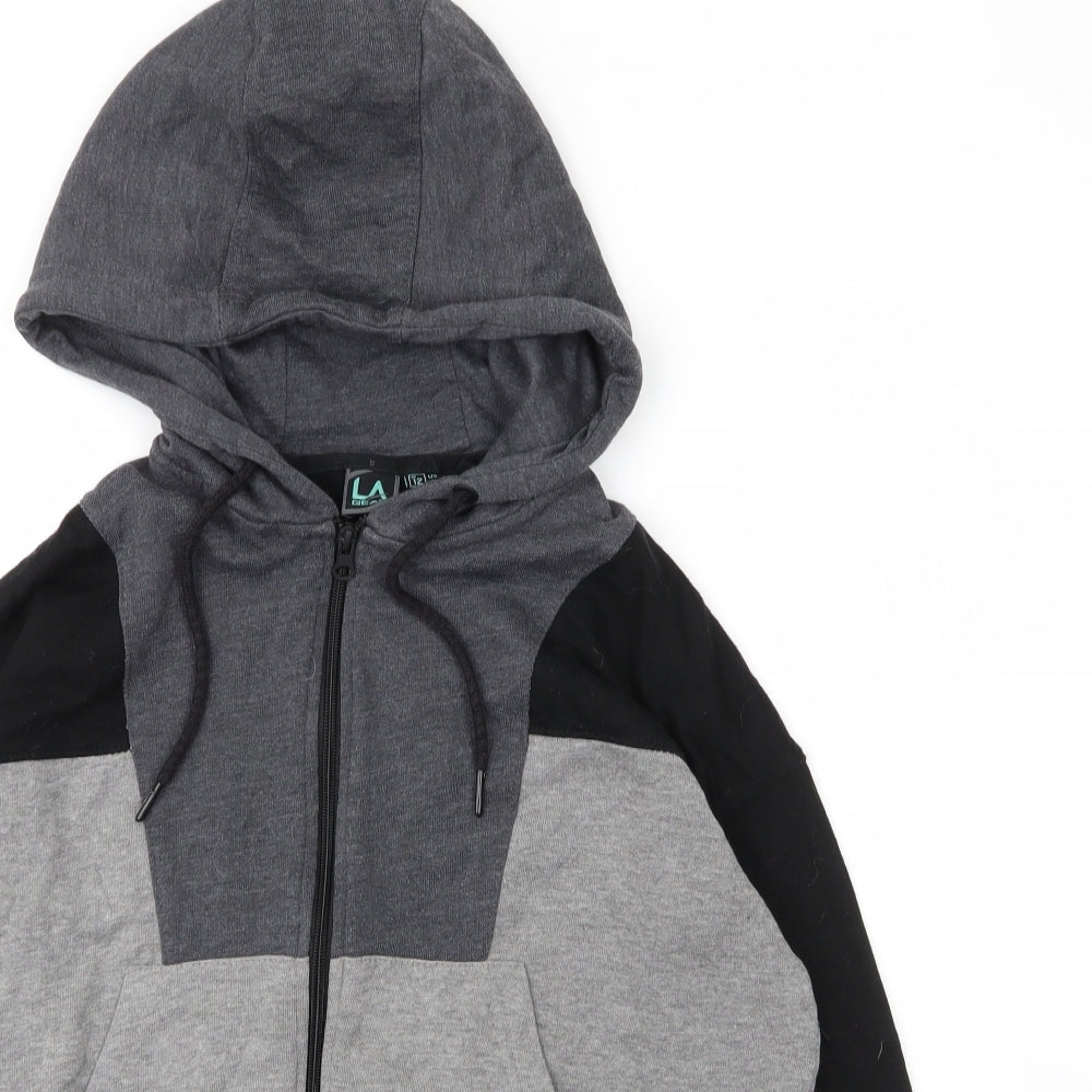 LA Gear Womens Grey  Cotton Full Zip Hoodie Size 12  Zip