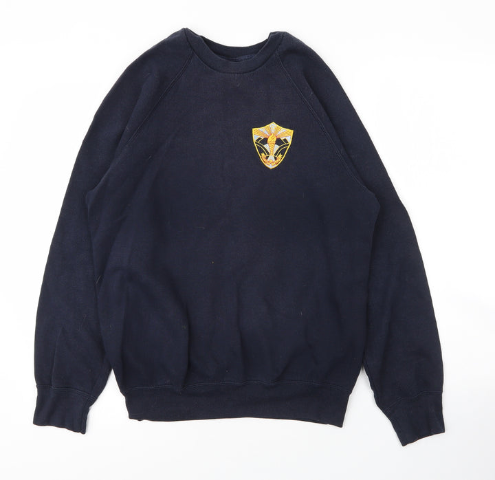 Russell Mens Blue Round Neck Cotton Pullover Jumper Size S