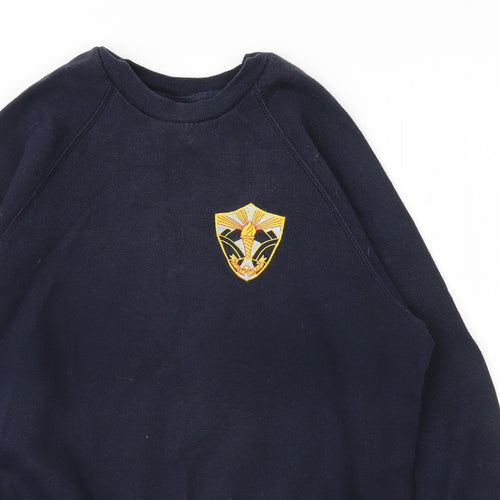 Russell Mens Blue Round Neck  Cotton Pullover Jumper Size S