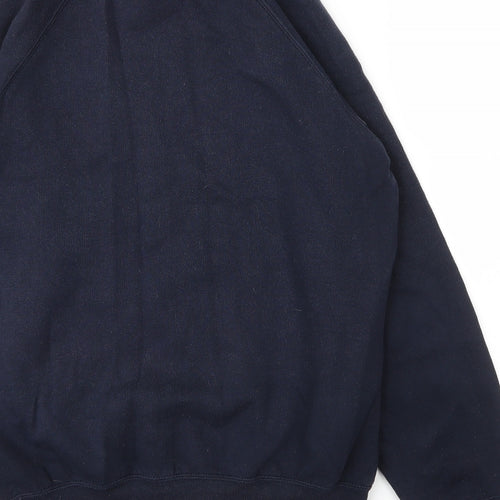 Russell Mens Blue Round Neck  Cotton Pullover Jumper Size S