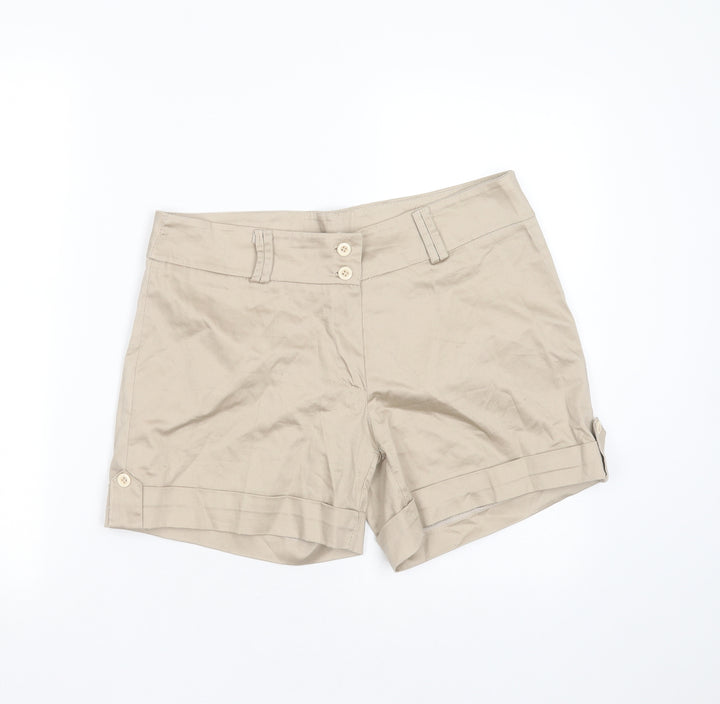 Preworn Womens Beige Cotton Hot Pants Shorts Size L L5 in Regular