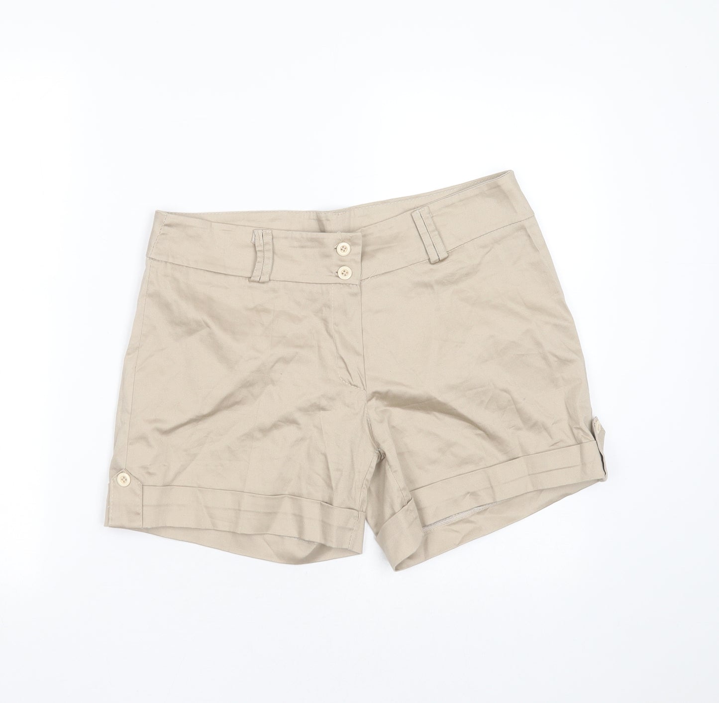 Preworn Womens Beige  Cotton Hot Pants Shorts Size L L5 in Regular