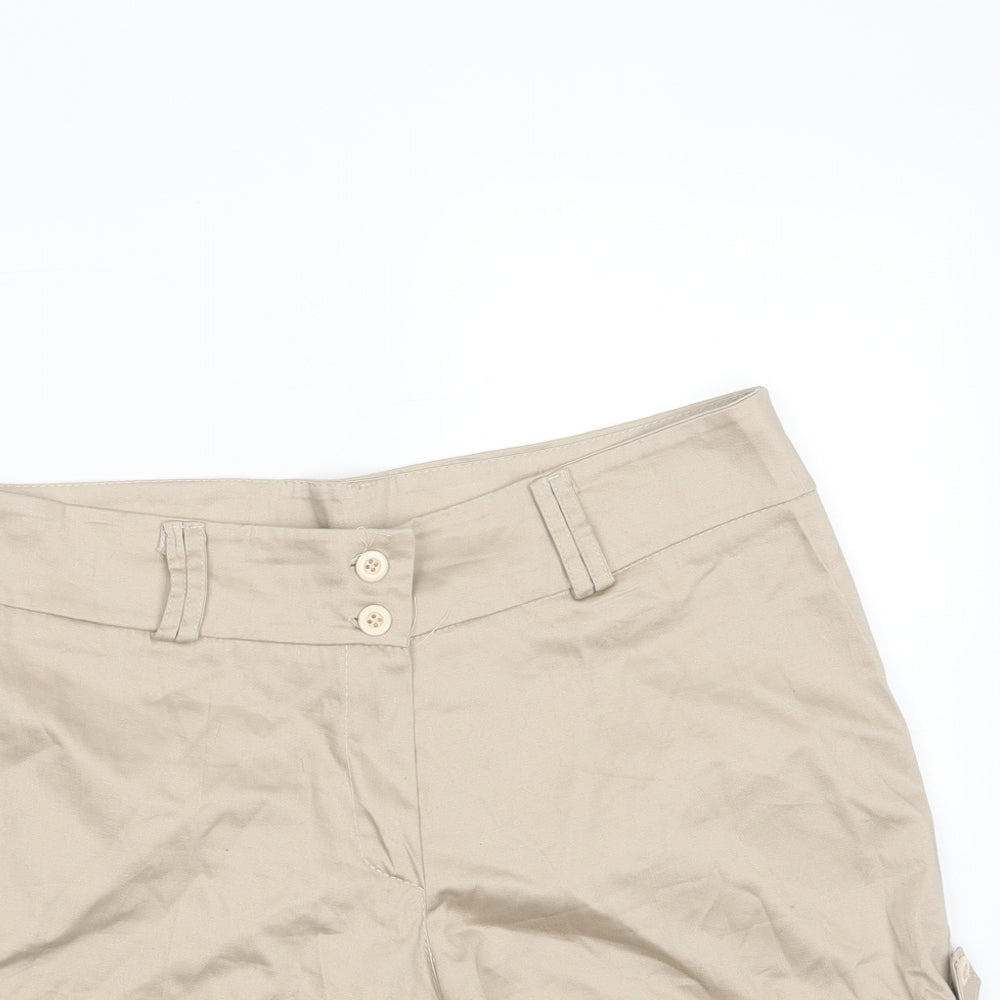 Preworn Womens Beige  Cotton Hot Pants Shorts Size L L5 in Regular