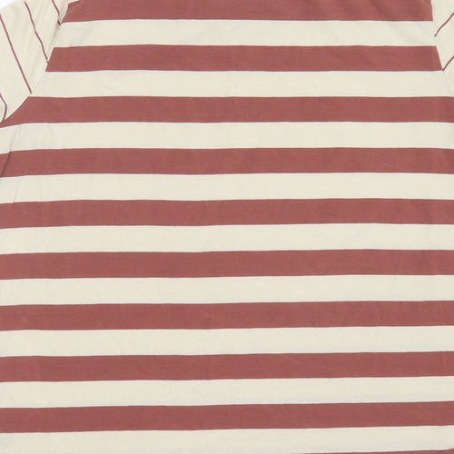 VERO MODA Womens Beige Striped Lyocell Basic T-Shirt Size M Round Neck