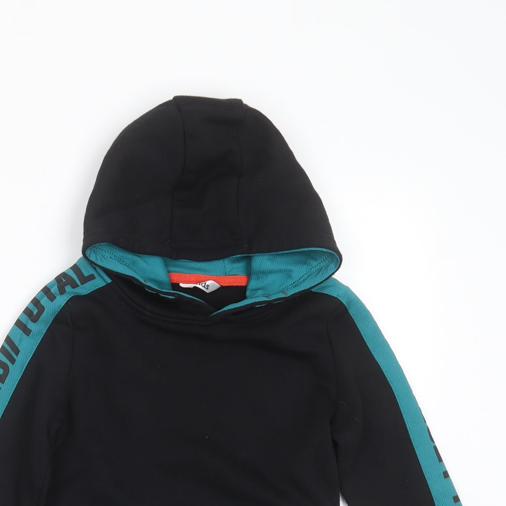 M&Co Boys Black  Polyester Pullover Hoodie Size 5-6 Years