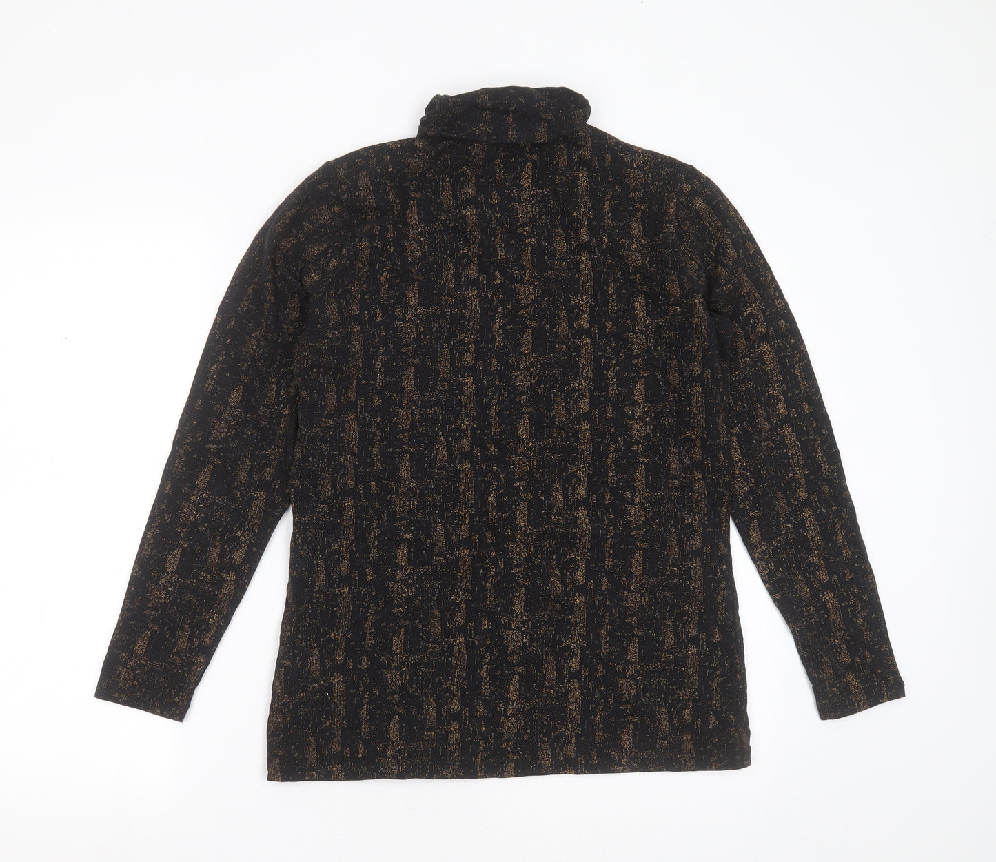 greenlamb Womens Black  Cotton Basic T-Shirt Size 14 Roll Neck