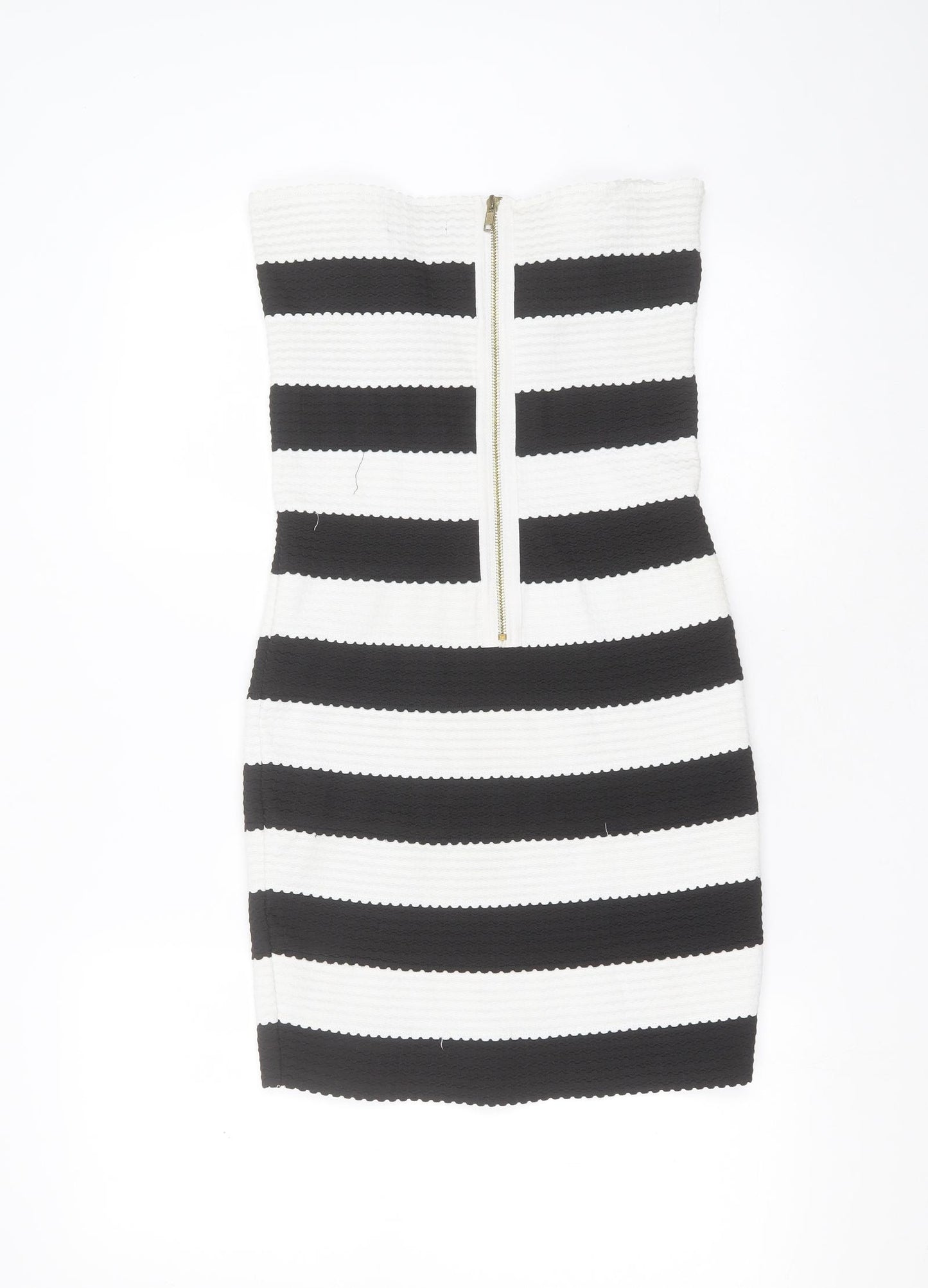 New Look Womens Black Striped Polyester Mini  Size 12  Sweetheart
