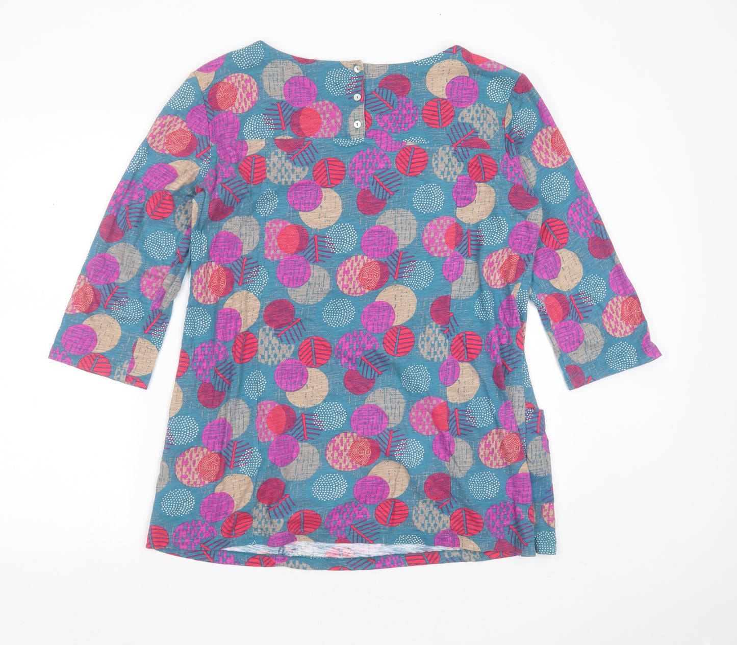 Lily Originals Womens Multicoloured Geometric Cotton Basic T-Shirt Size 14 Round Neck