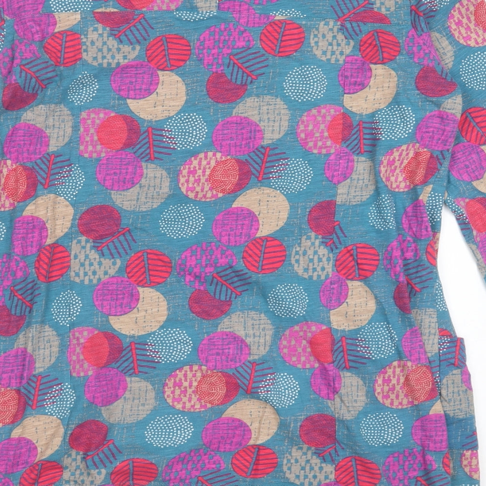 Lily Originals Womens Multicoloured Geometric Cotton Basic T-Shirt Size 14 Round Neck